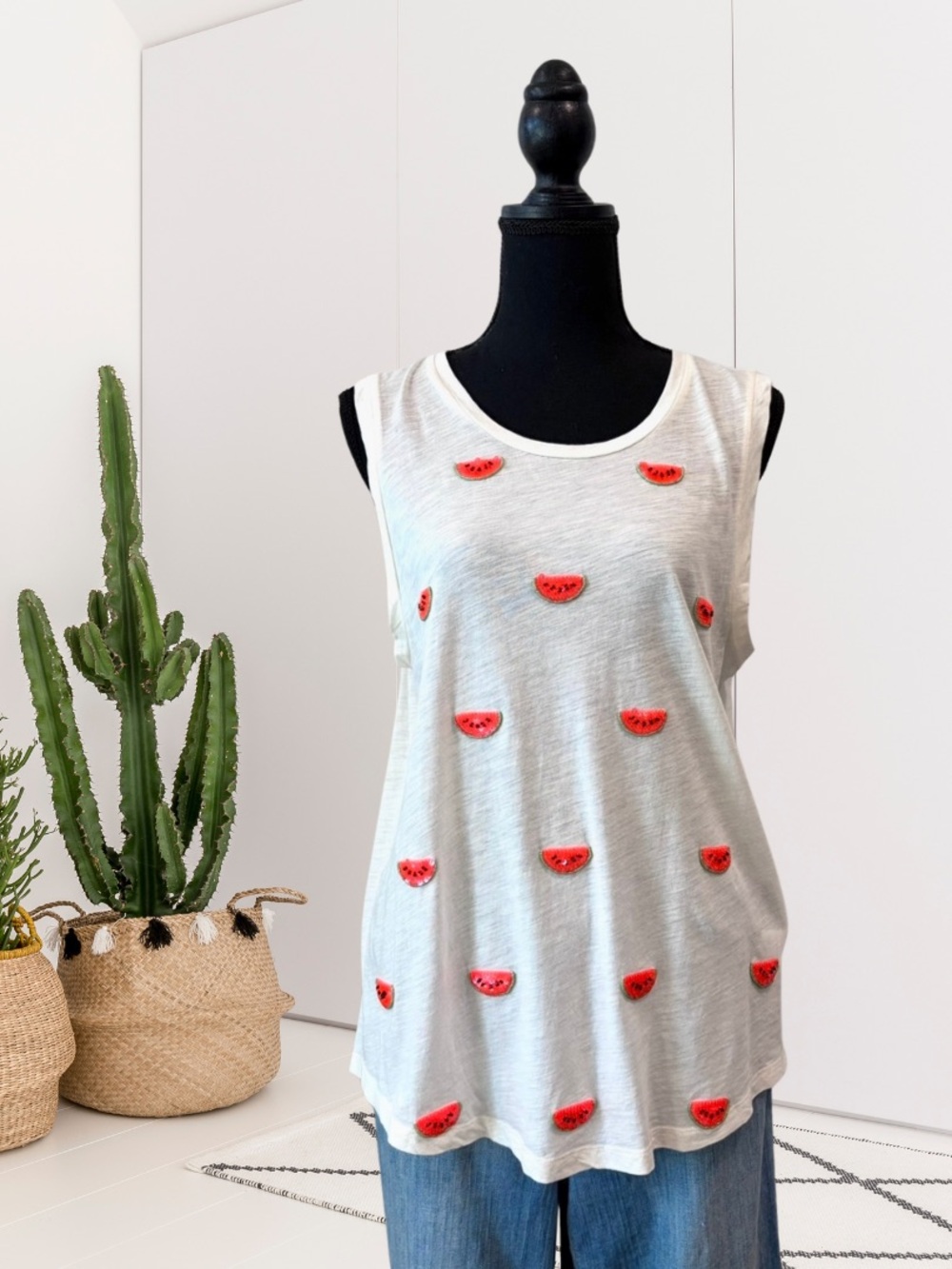 J.Crew Sleeveless Sequin Watermelon Tank Top